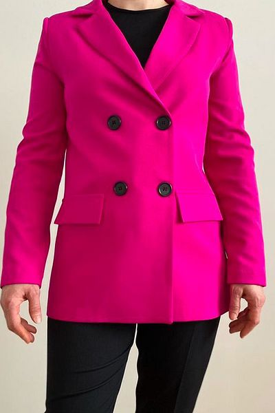 msendam Jachetă Blazer din țesătură Atlas, căptușită, cu nasturi - fucsia