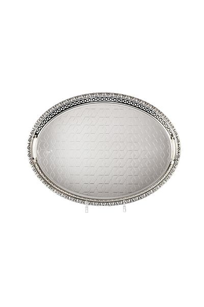 Dania Silver Metal Oval Serving Tray 34*45 CM