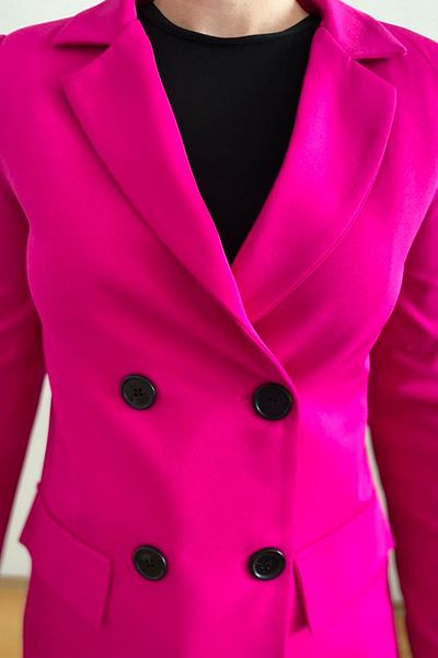 msendam Jachetă Blazer din țesătură Atlas, căptușită, cu nasturi - fucsia