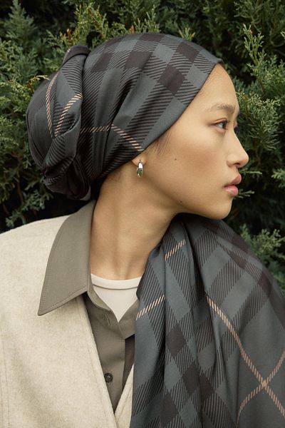 carell Echo Cotton Shawl - Cuadros Soft Green