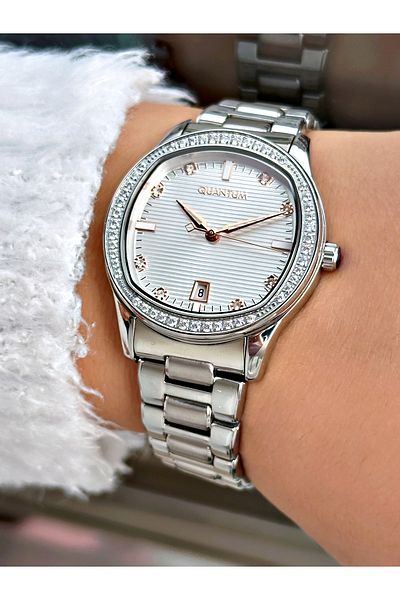 Quantum Special Design 5 Atm Waterproof Steel Band Women's Wristwatch