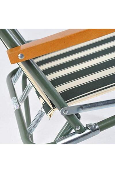 Belde Metal Katlanır Fiesta Koltuk Yeşil Beyaz Çizgili