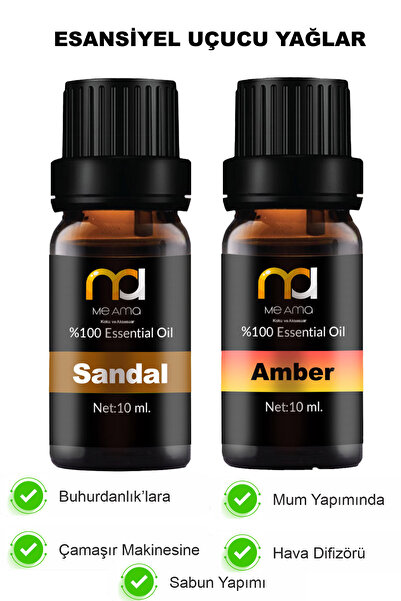 Me Ama Sandal Ve Amber Uçucu Yağ Buhurdanlık Yağı Aromaterapi Yağ Difüzör Esa...