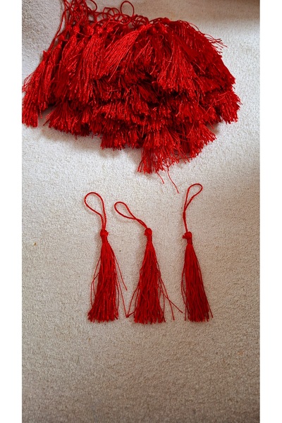 Uslu Çeyiz 100 Adet Açık Kırmızı Püskül Ipeksi El Yapımı Yumuşak El Işi Mini ...