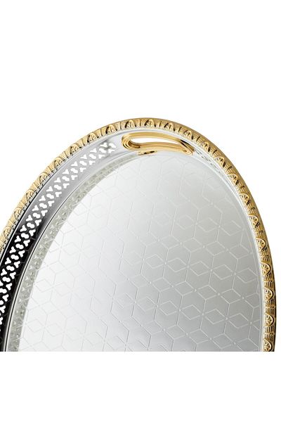 Dania Luxury 3-piece oval tray set made of stainless steel and gold