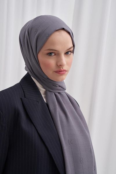carell Jacquard Monogram Italian Silk Smoked Shawl