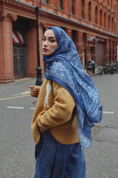 carell Sena Sever - Nilla Diamond Blue Cotton Shawl