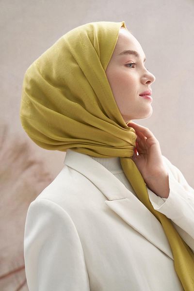 carell Jacquard Monogram Italian Silk Mustard Shawl