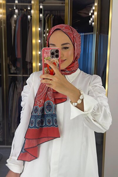 carell Betül Duman'ın Tercihi Roots Nar Çiçeği Comfy İpek Şal