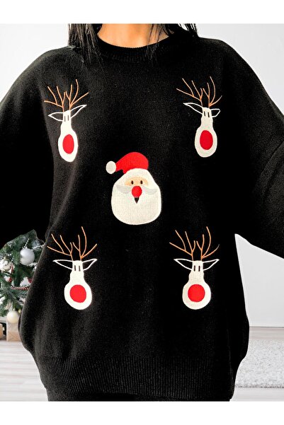 YusGos Women's Long Sleeve New Year Embroidered Crew Neck Knitwear Sweater Pants Set