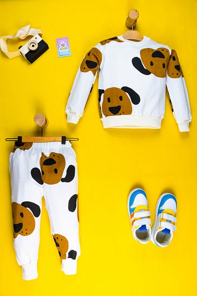 Yalçınoğlu Kids Unisex Παιδικές φόρμες αθλητικές φόρμες Fun Dog εμπριμέ βαμβακερές Ιδανικές για παιδικά ρούχα Playtime