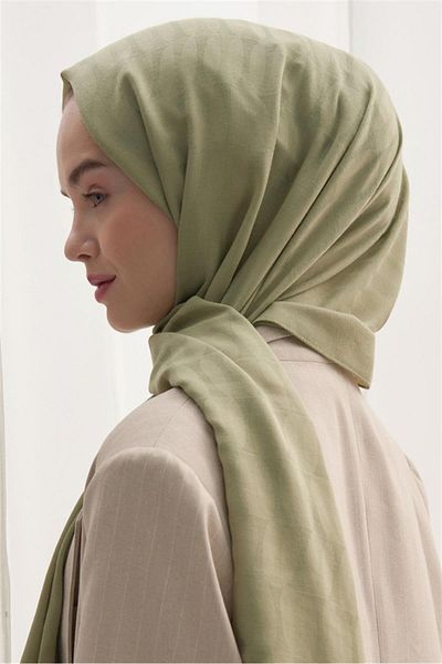 carell Vence Double Sided Mio Pattern Silk Shawl Grass Green