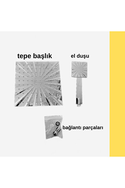 KAVİTİCARET Krom Kare Tepe Duş Başlığı (ikili set)