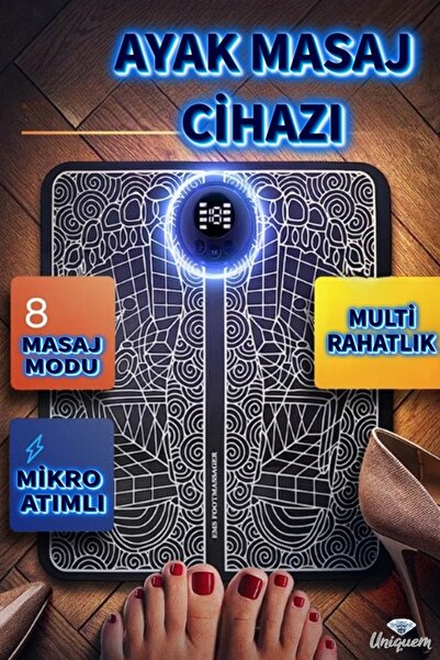 Uniquem Mikro Atımlı Ayak Altı Taban Masaj Cihazı Yastığı Elektrikli Ayak Fiz...