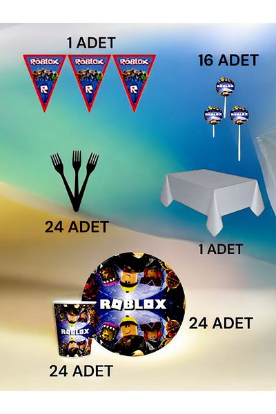 VibeHome Roblox Themed Premium Set for 24 - Birthday Party and Fun Events