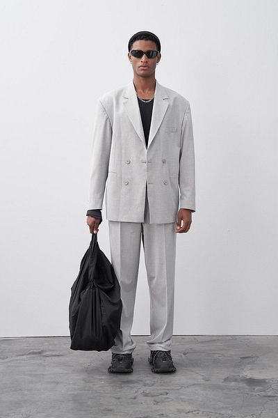 Vamos Gray Double Breasted Comfortable Suit
