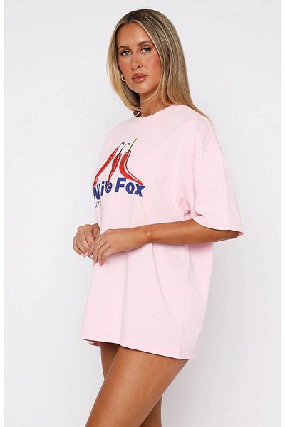 The Champ Clothing White Fox Pink Women's in the Hot Seat Written Crew Neck T-Shirt