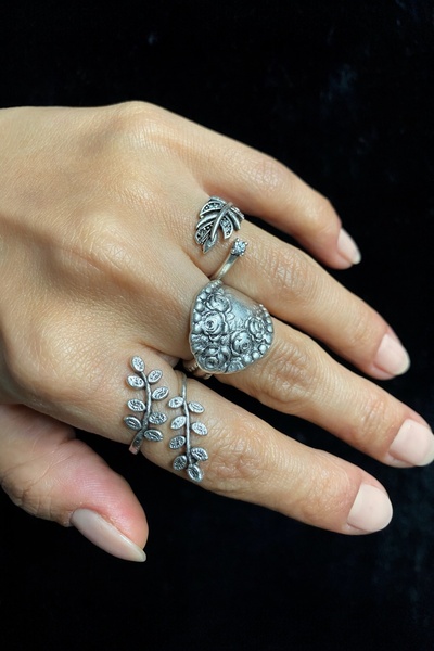 Vesaire Accessories Antik Eskitme Gümüş Kaplama Ayarlanabilir Romantik Dokunu...