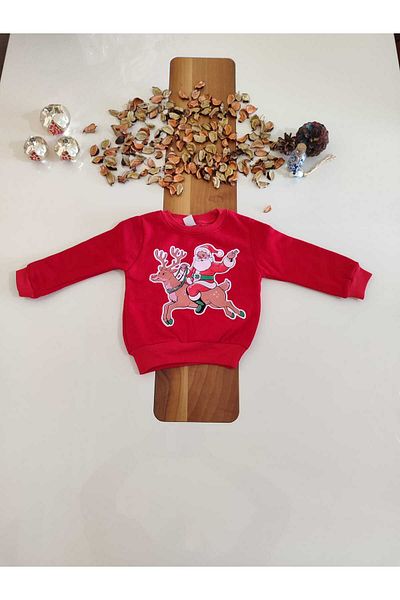 Asel Christmas Daddy Deer Patterned Christmas Concept Chartoned Unisex Baby Set