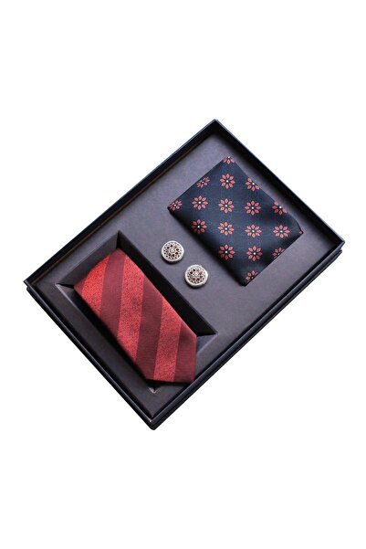 COOLMENCLUB Kravat Cep Mendili Klasik Kol Düğmesi Hediye Seti