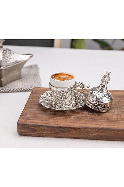 KT HOME Coffee Set Coffee Cup Set for 6 People Turkish Coffee Cup with Tray Coffee Espresso Pearl