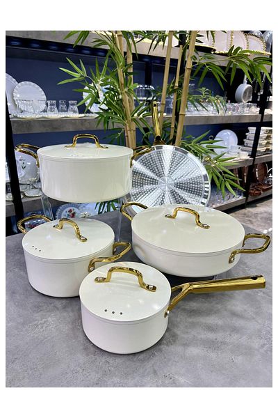 AROW Olbia 9 Piece Luxury Cast Ceramic Coating Cookware Set