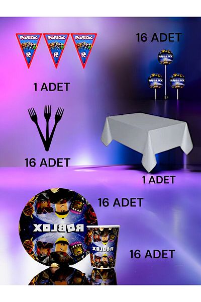 VibeHome Roblox Themed Premium Set for 16 - Birthday Party and Fun Events