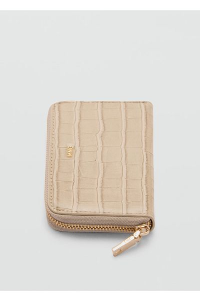 MANGO Beige Crocodile Skin Look Coin Purse