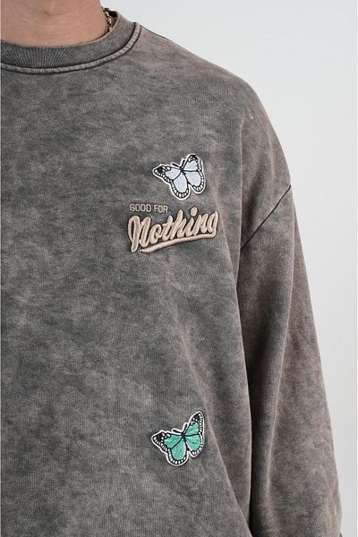 king brich Φούτερ με λαιμόκοψη με απλικέ Oversize Fit