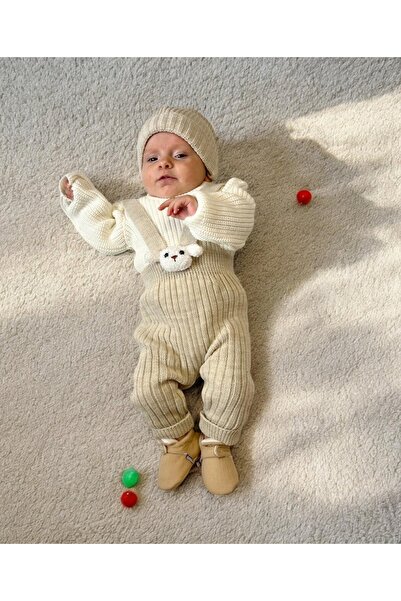 Minizade Unisex 3-Piece Premium Suit with Hat Knitted Sweater
