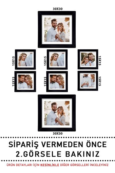 yhfoto Frame Set in Multiple Sizes - 2 Pieces 30X30, 6 Pieces 15X15 Square