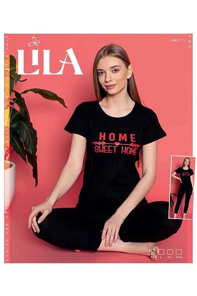 Lila Women's Short Sleeve Pajamas Set with Modern Design - for Peaceful Sleep