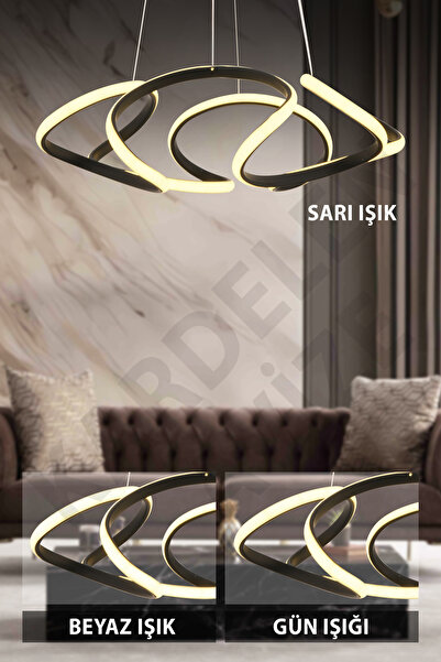 Genel Markalar Kardelen 3 Renkli Siyah Dron4 Sarkıt Modern Ledli Avize