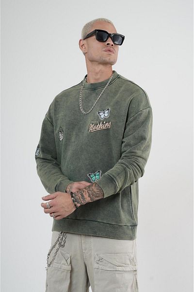 king brich Φούτερ με λαιμόκοψη με απλικέ Oversize Fit