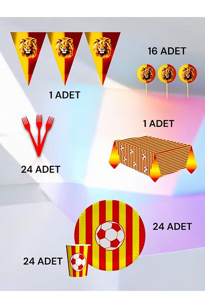 VibeHome Red Yellow Fan Premium Set for 32 - Birthday Party and Fun Events