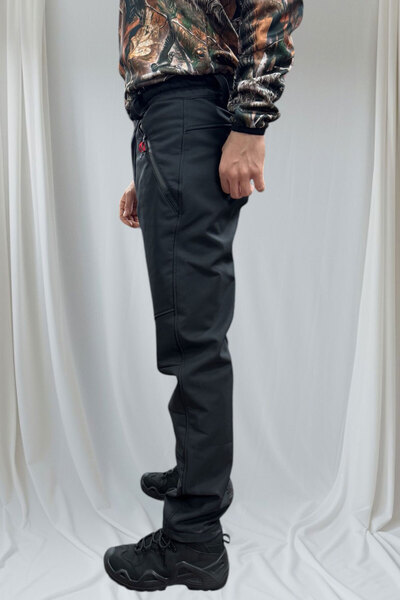 WİDİ Erkek Kışlık Siyah Içi Polar Su İtici Rüzgar Geçirmez Avcı Polis Asker Şık Softshell Pantolon