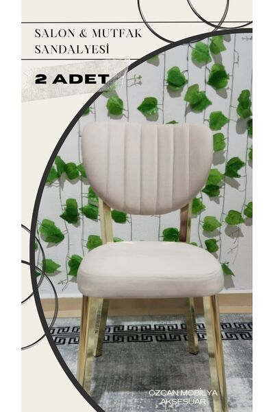 ÖZCAN METAL 2 Adet Gold Metal Ayak Elma Mutfak Salon Sandalyesi Kafe Restoran...