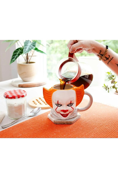 Bymiel كوب قهوة بتصميم Pennywise Clown ثلاثي الأبعاد سعة 480 مل