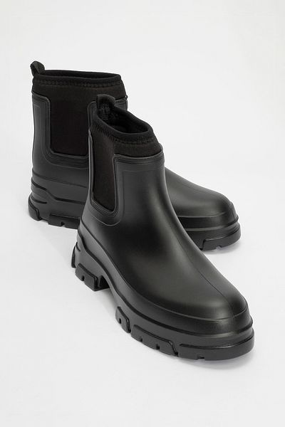 LuviShoes PLOYE Μαύρες γυναικείες μπότες βροχής