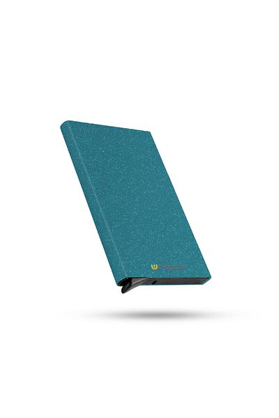 Wrapsol Алуминиев картодържател с блясък в тюркоаз - механизиран и RFID защитен