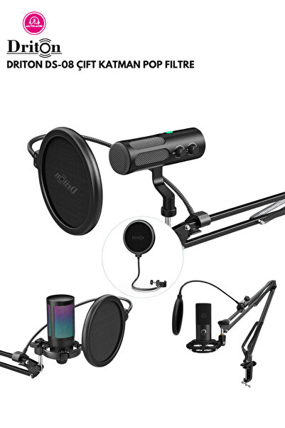 DRİTON DS-08 ÇİFT KATMAN YAYINCI MİKROFON POP FİLTRE