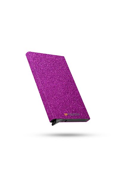 Wrapsol Ροζ Χρώμα Glitter Αλουμίνιο Αυτόματη Μηχανική Θήκη Πιστωτικής Κάρτας - Προστασία RFID