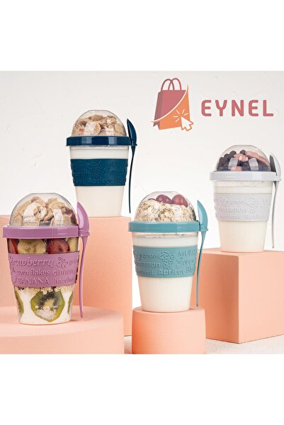 Eynel 4'lü Take N Go Kaşıklı Hazneli Meyveli Yoğurt Kabı Piknik Iş Atıştırmal...