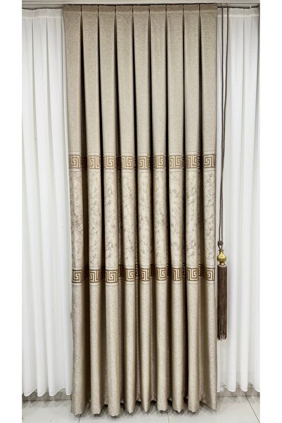 Fon Dünyası Κουρτίνα φόντου με μονό φύλλο Versace Beige