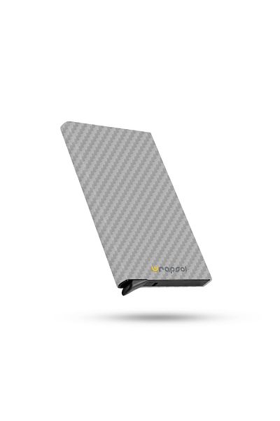 Wrapsol Θήκη πιστωτικής κάρτας με προστασία RFID με αυτόματο μηχανισμό αλουμινίου με μοτίβο γκρι άνθρακα