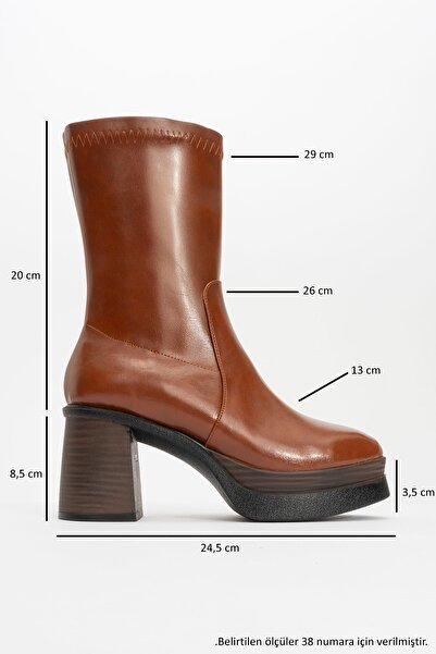 LuviShoes BECK Taba Kadın Platform Topuklu Bot