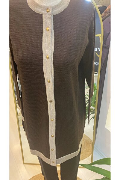 Invee Invee 7068 Model Dark Brown Sweater Cardigan