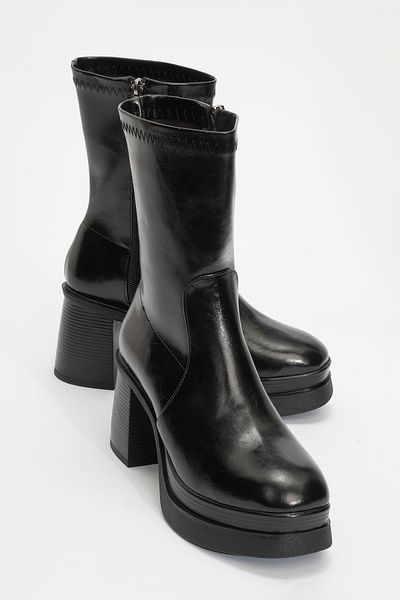 LuviShoes BECK Μαύρες γυναικείες μπότες με τακούνι πλατφόρμας