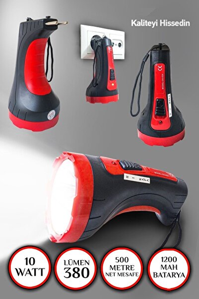 garaccu 10w Kambur 2506 Model Ultra Güçlü 2 Kademeli Şarjlı El Feneri