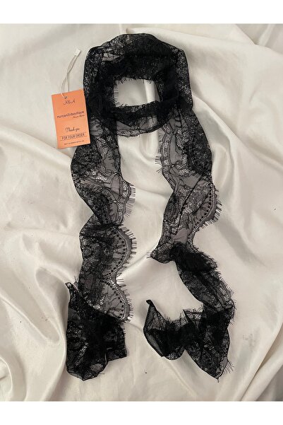 Nurcanilirboutique Siyah Fransız Dantel Fular